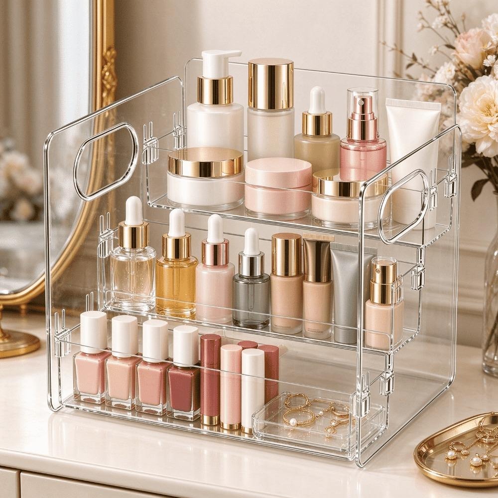 Home Essentials Bathroom Storage - 3 Tier Clear Acrylic Makeup Organizer