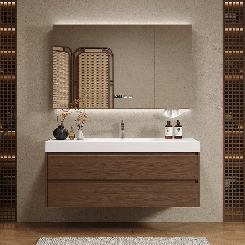 Wooden Partitions Bathroom Cab - Home Bathroom Vanity Combo 评论和价格