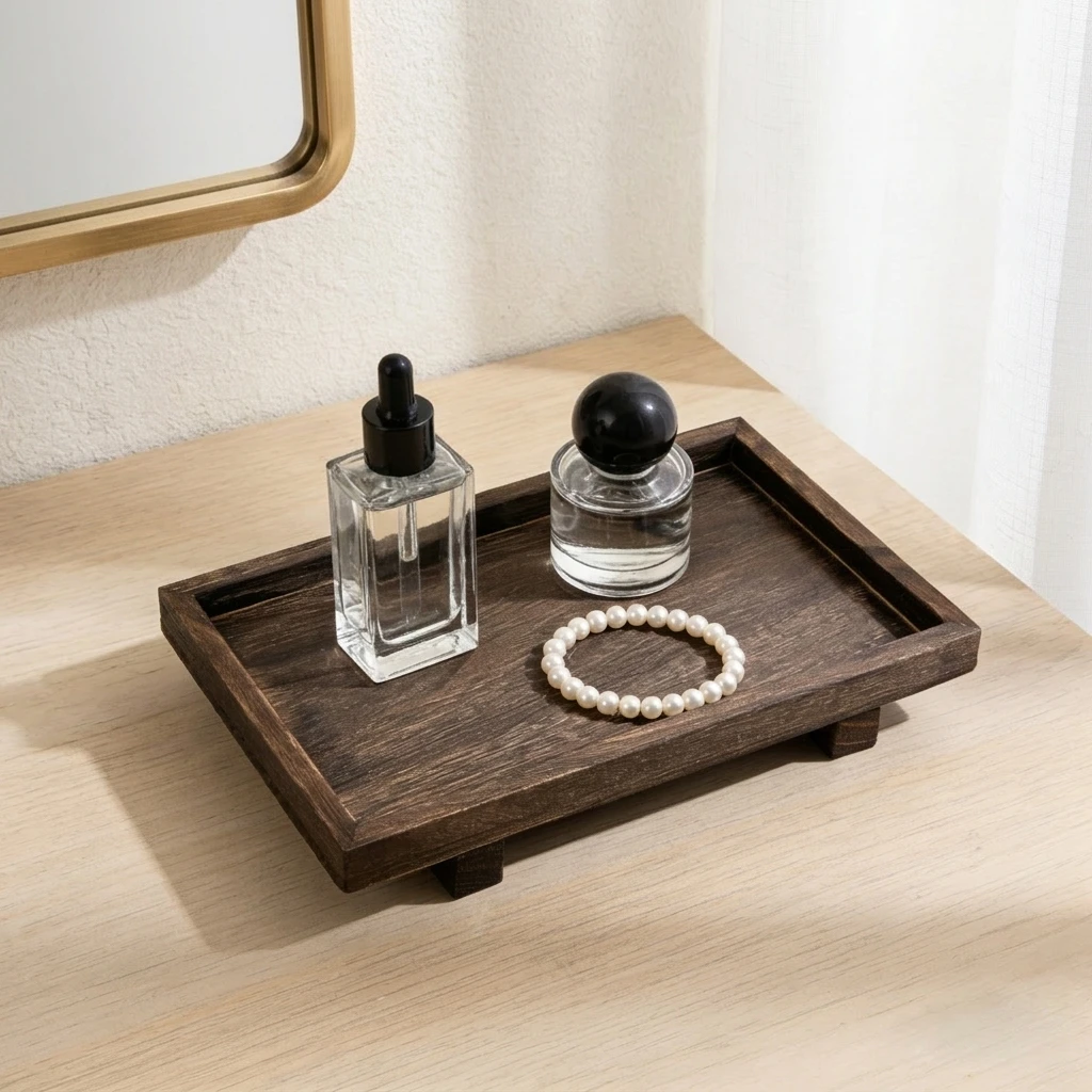 Retro Wooden Desk Storage Tray - Home Edit Bathroom Storage 评论和价格