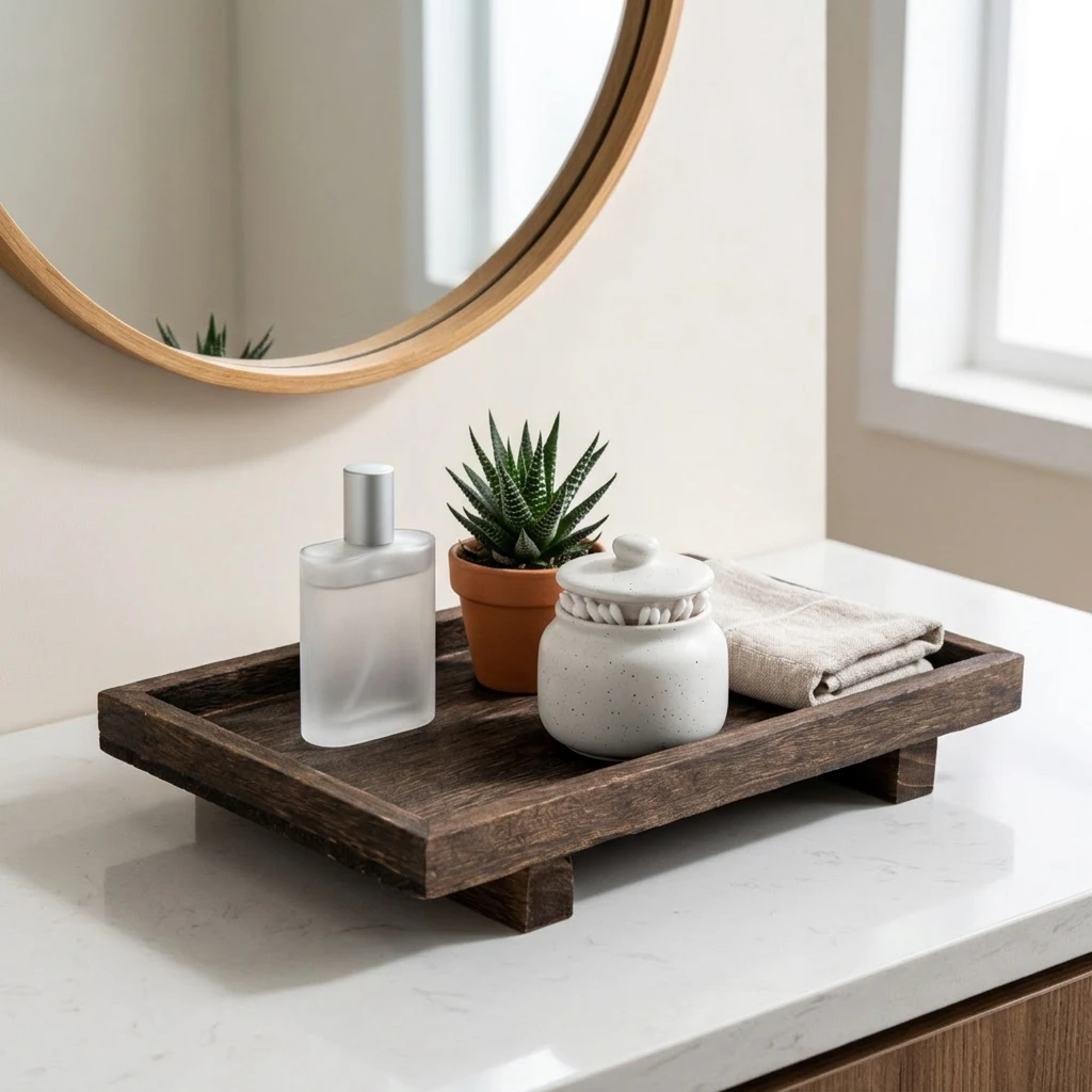 Retro Wooden Desk Storage Tray - Home Edit Bathroom Storage 评论和价格