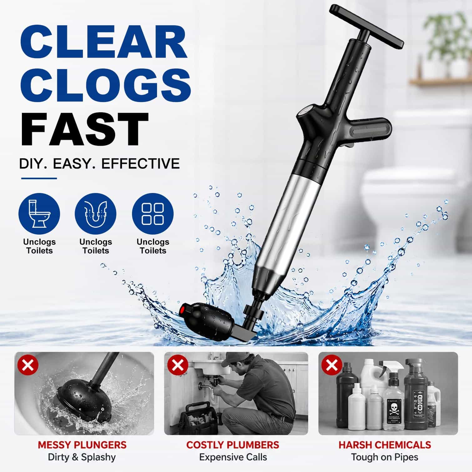 Toilet Plunge Blaster, High Pr - Plunger Toilet 评论和价格