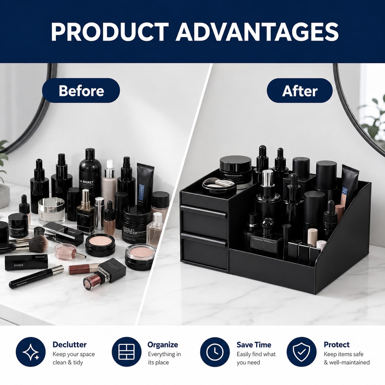 Makeup Organizer, 2 Drawers Mu - Home Edit Bathroom Storage 评论和价格