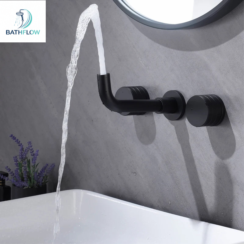 Minimalist Brass 2-Handle Wall - Basin Mixer Tap 评论和价格